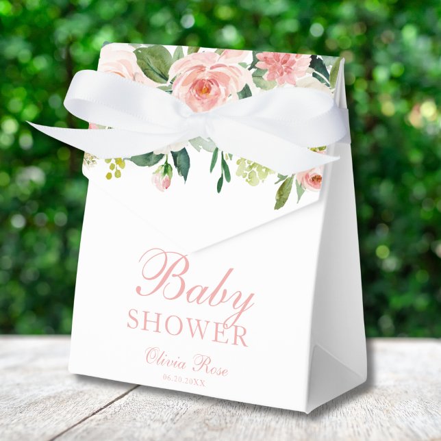 Blush Pink Gold Floral Baby Sower Elegant Favour Box (Creator Uploaded)