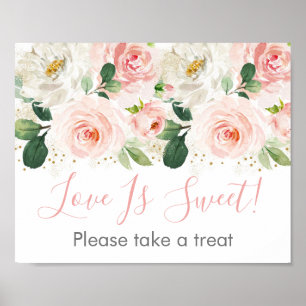 Blush Pink Gold Floral Bridal Shower Treat Sign