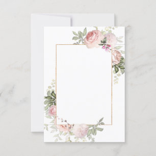 Blush Pink Gold Floral Frame 3x5 Note Card