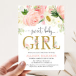Blush pink gold Floral Girl baby shower Invitation<br><div class="desc">For more advanced customisation of this design,  simply select the "Customise It" button above!</div>
