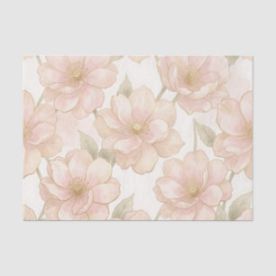 Blush Pink Gold Floral Pattern Tissue Paper