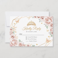 Blush Pink Gold Floral Quinceanera Reply