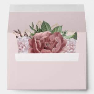 Blush Pink Gold Floral Return Address 5x7 Envelope