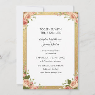 Blush Pink Gold Floral Wedding Invitation