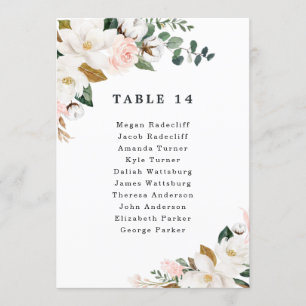 Blush Pink Gold Floral Wedding Seating Chart Cards