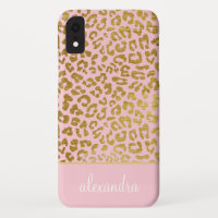 Blush Pink - Gold Foil Cheetah Print Monogram