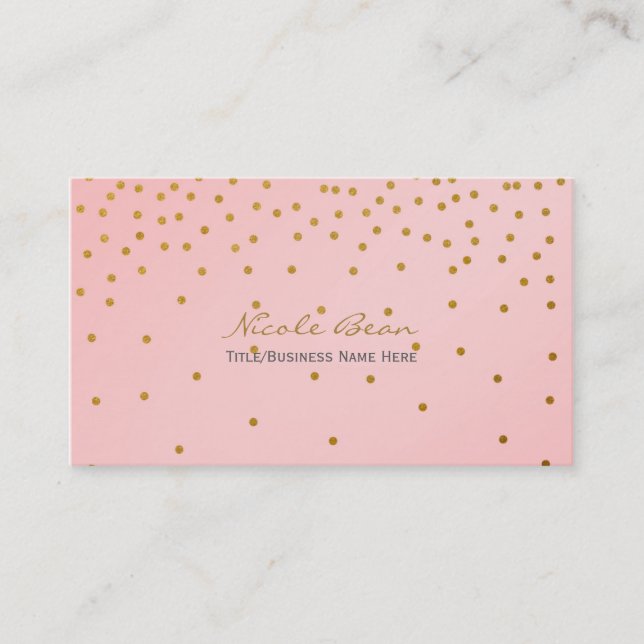 Blush Pink & Gold Foil Confetti Dots Business Card (Front)