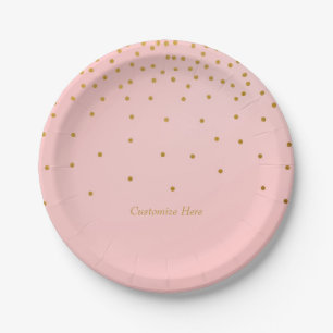 Blush Pink & Gold Foil Confetti Dots Party Plates