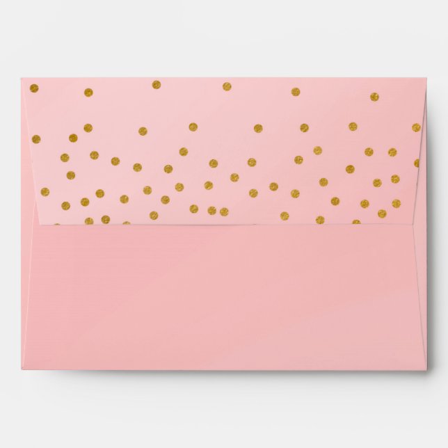 Blush Pink Gold Foil Confetti Invitation Envelope (Back (Top Flap))