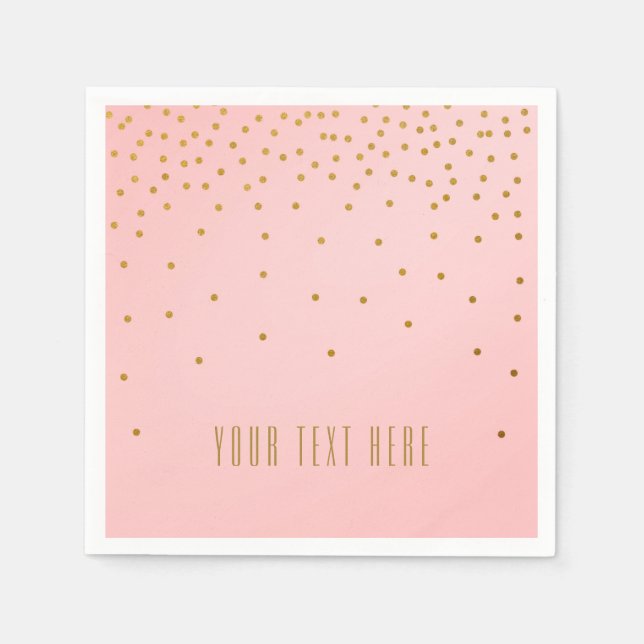 Blush Pink & Gold Foil Confetti Wedding Napkins (Front)