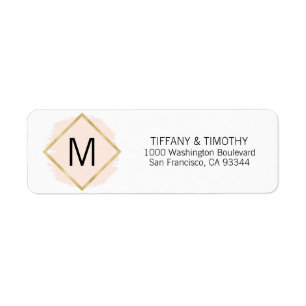 Blush Pink Gold Foil Monogram Return Address