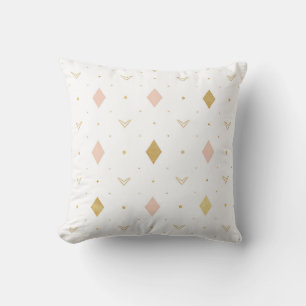 Blush Pink Gold Geometric Pattern Cushion