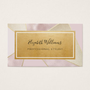 Blush Pink Gold Geometric Stylist Business Cards