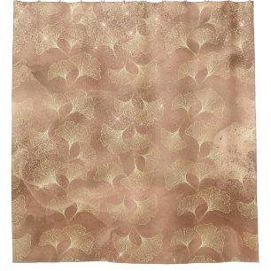 Blush Pink Gold Ginkgo Leaves Elegant Botanical 9 Shower Curtain