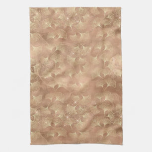 Blush Pink Gold Ginkgo Leaves Elegant Botanical 9 Tea Towel