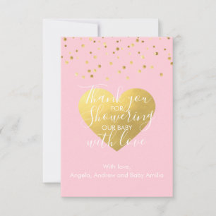 Blush Pink & Gold Girl Baby Shower Thank You PHOTO
