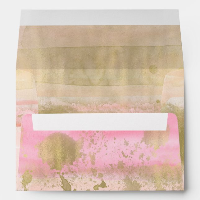 Blush Pink Gold Glam Watercolor Hello Beautiful Envelopes (Back (Bottom))