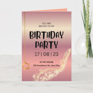 Blush Pink Gold Glitter Birthday Confetti Card