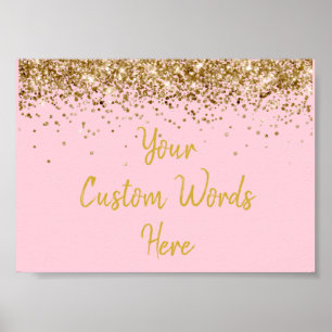 Blush Pink Gold Glitter Birthday Party Anniversary Poster