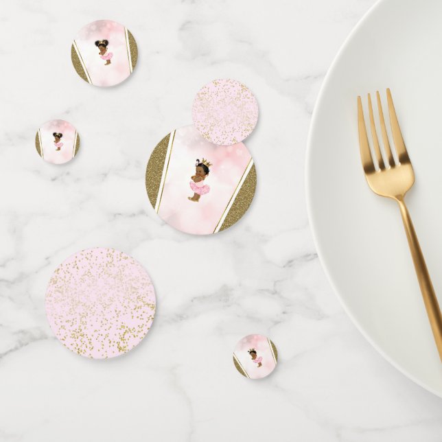 Blush Pink & Gold Glitter Black Girl African Party Confetti (Group)