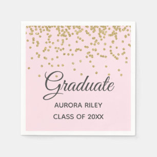 Blush Pink Gold Glitter Confetti Graduation Favour Napkin