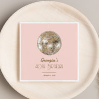 Blush Pink Gold Glitter Disco Ball Birthday