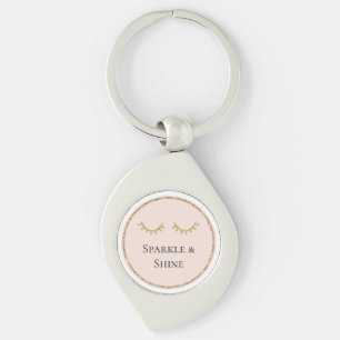 Blush Pink Gold Glitter Eyelashes Sparkle Key Ring