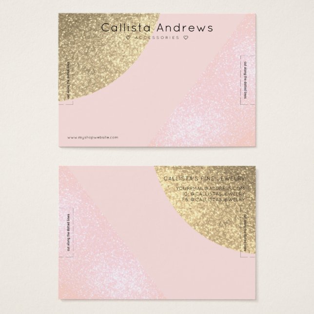 Blush Pink Gold Glitter Geo Heart Bracelet Display (Front & Back)