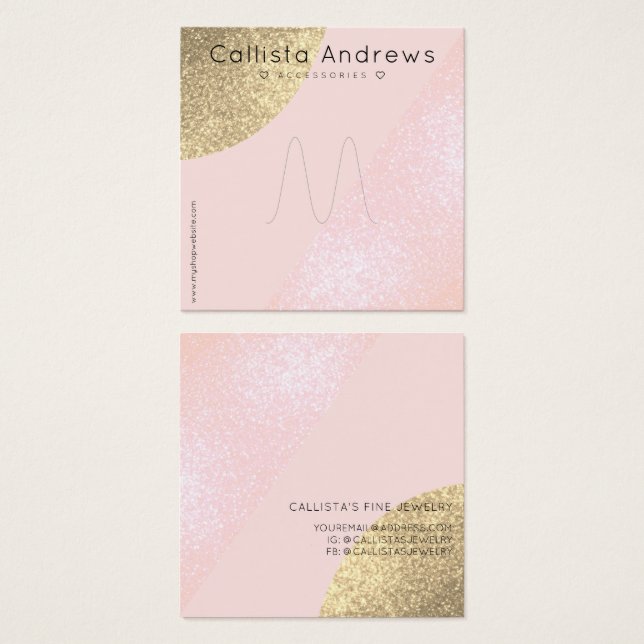 Blush Pink Gold Glitter Geo Heart Ring Display (Front & Back)