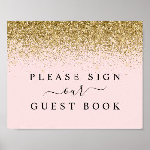 Blush Pink & Gold Glitter Guest Book Sign