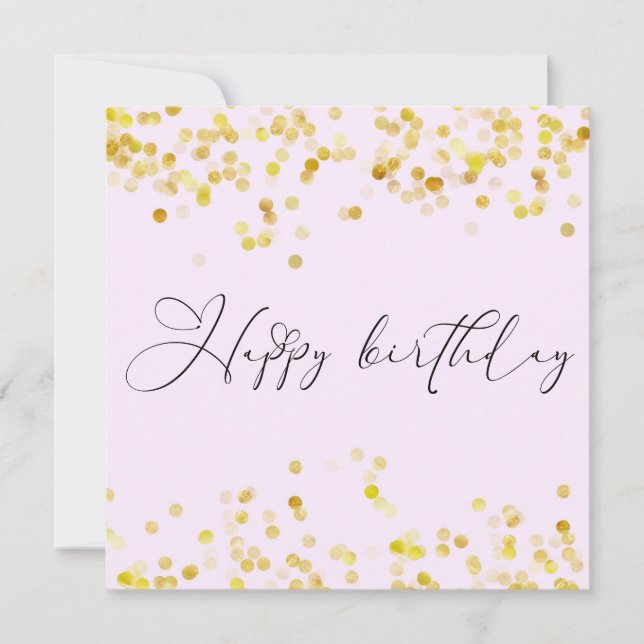Blush Pink Gold Glitter Happy Birthday Card (Front)