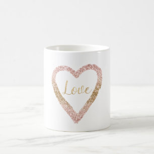 Blush Pink Gold Glitter Love Heart Coffee Mug