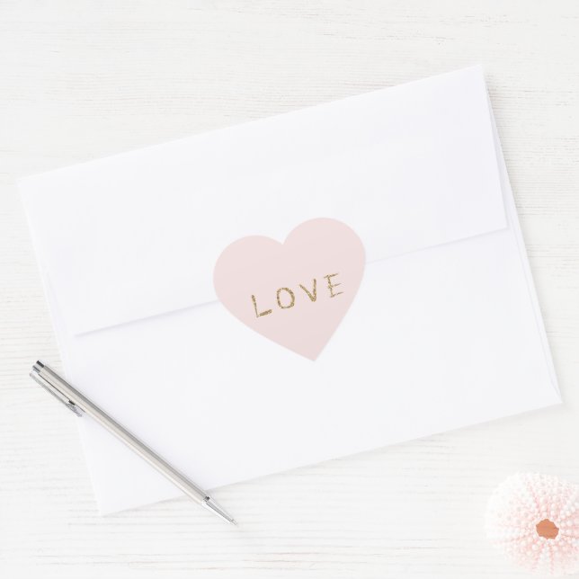 Blush Pink Gold Glitter Love Heart Sticker (Envelope)