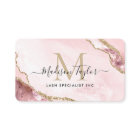 Blush Pink Gold Glitter Marble Agate Monogram QR