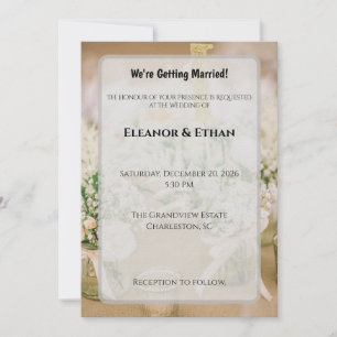 Blush Pink & Gold Glitter Rustic Elegant Wedding I Invitation