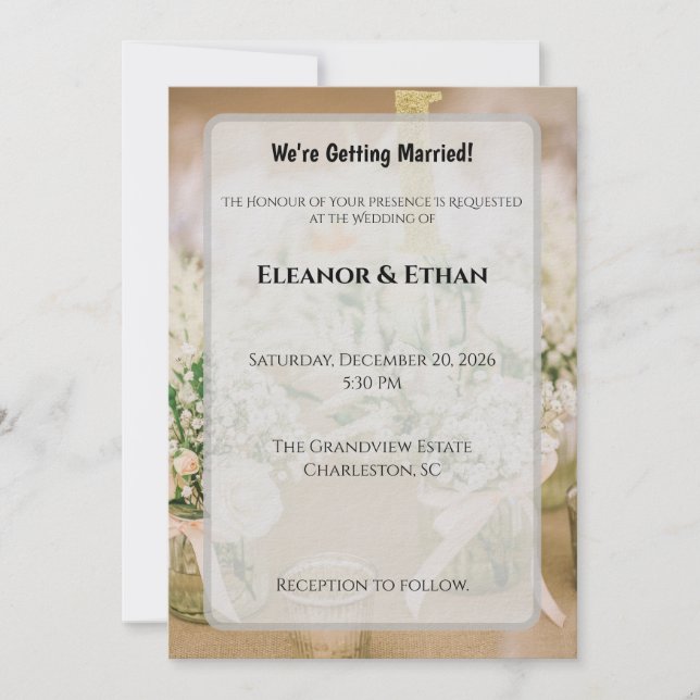 Blush Pink & Gold Glitter Rustic Elegant Wedding I Invitation (Front)