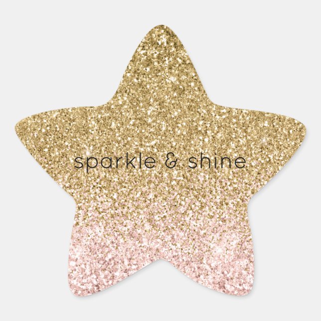 Blush Pink Gold Glitter Sparkle   Star Sticker (Front)