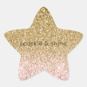 Blush Pink Gold Glitter Sparkle   Star Sticker