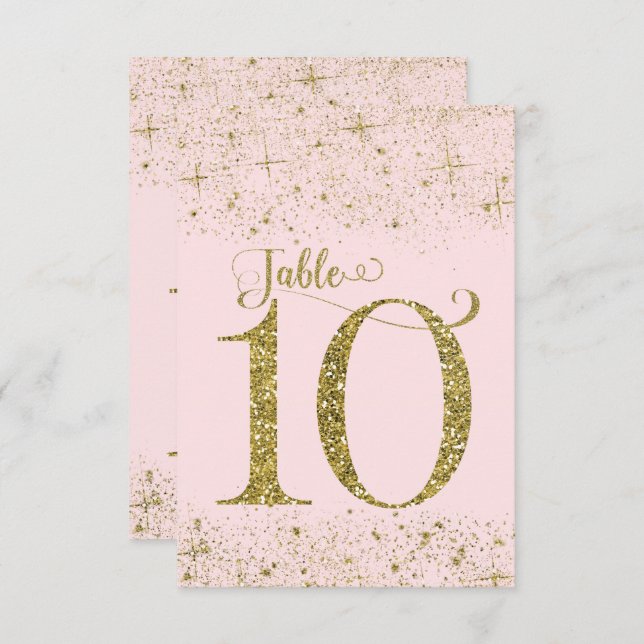 Blush Pink Gold Glitter Table Numbers Number 10 (Front/Back)