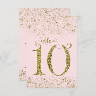 Blush Pink Gold Glitter Table Numbers Number 10