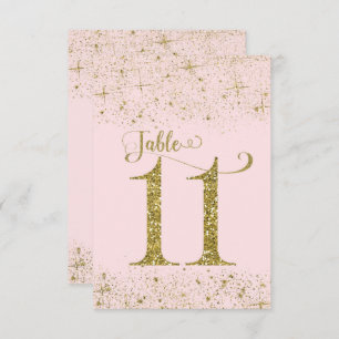 Blush Pink Gold Glitter Table Numbers Number 11