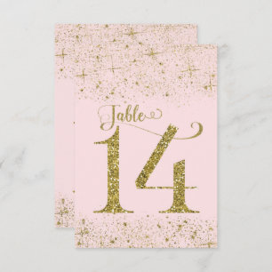 Blush Pink Gold Glitter Table Numbers Number 14