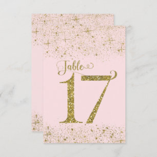 Blush Pink Gold Glitter Table Numbers Number 17