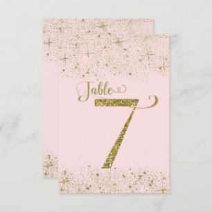 Blush Pink Gold Glitter Table Numbers Number 7