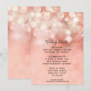 Blush Pink Gold Glitter Twinkle Lights Details Inv Invitation