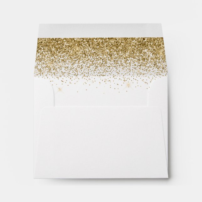 Blush Pink & Gold Glitter Wedding RSVP Envelope (Back (Bottom))