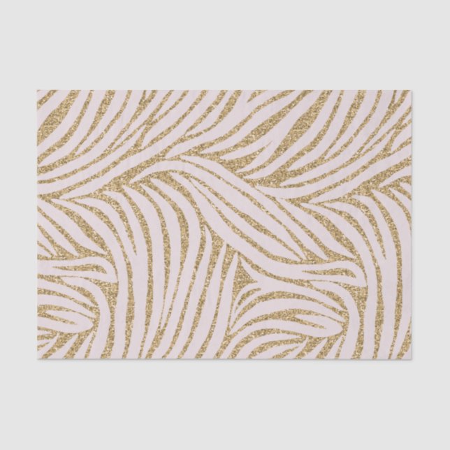 Blush Pink Gold Glitter Zebra Birthday  Tissue Paper (Front)