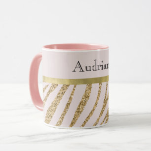 Blush Pink Gold Glitter Zebra   Mug