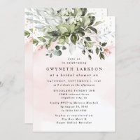 Blush Pink Gold Greenery Dusty Blue Bridal Shower