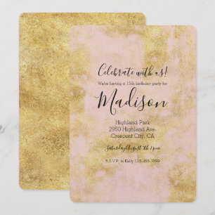 Blush Pink Gold Grunge Invitation